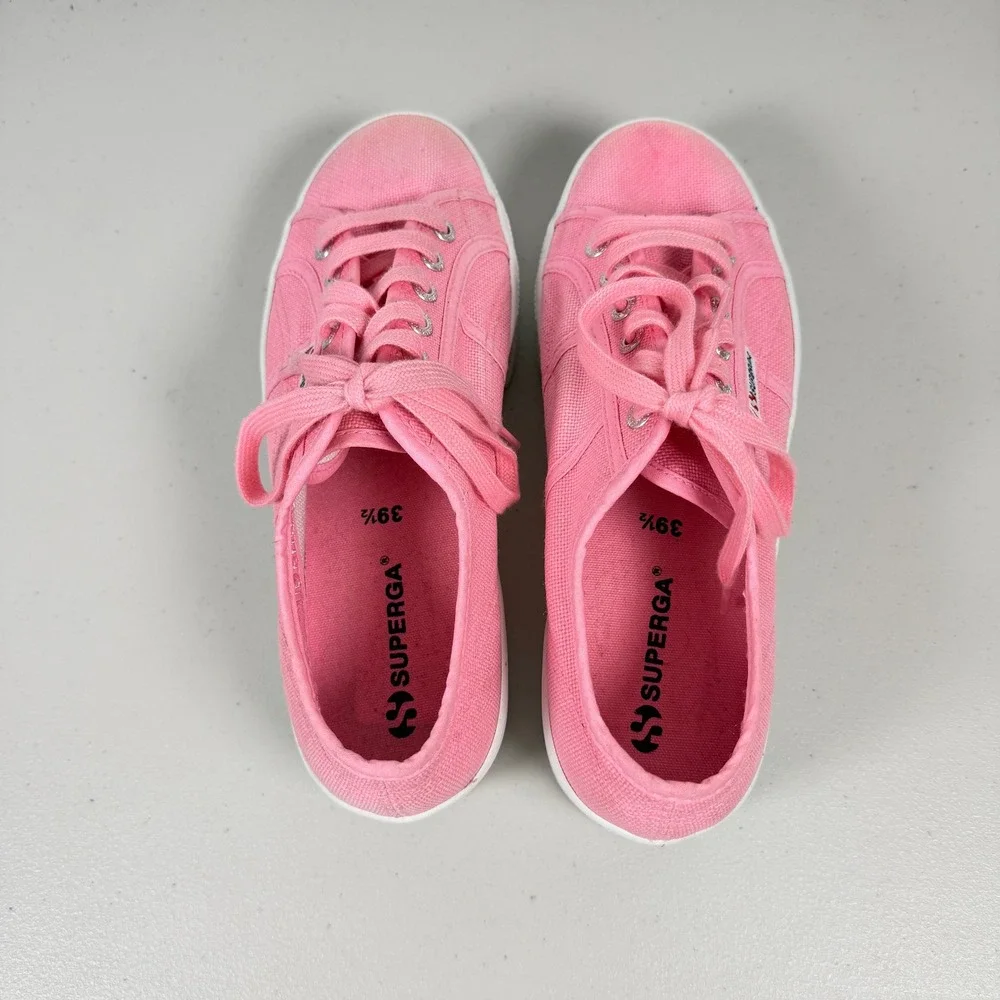 Superga Pink Canvas Platform Sneakers Women's Size 39.5 9.5